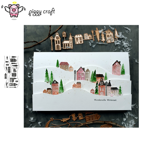 Piggy Craft metal cutting dies cut die mold Christmas tree house strip Scrapbook paper craft knife mould blade punch stencils ► Photo 1/6