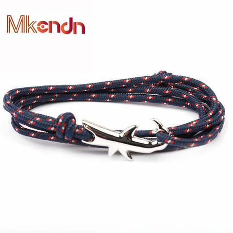 MKENDN Navy style Adjustable Multilayer Rope Shark Anchor Bracelet Men Women 550 Paracord Camping Jewelry Wrap Metal Hooks ► Photo 1/6