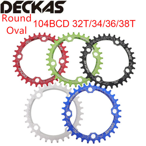 Deckas Round Oval Chainring 104 BCD 32T 34T 36T 38T Tooth MTB Road Bike Bicycle Chain Ring Tooth Plate Chainwheel 104bcd pcd ► Photo 1/6