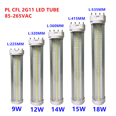 LED 2G11 Tube 4pin PL Lamp 220V White 9W 225mm 12W 320mm 14W 360mm 15W 415mm 18W 535mm Replace Halogen 220V 230V LED 2G11 Tubo ► Photo 1/6