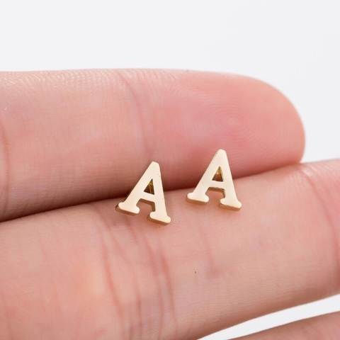 Stainless Steel 26 A-Z Initial Letter Stud Earrings Small Tiny DIY Alphabet Name Earrings Piercing Jewelry Pendientes Brincos ► Photo 1/6