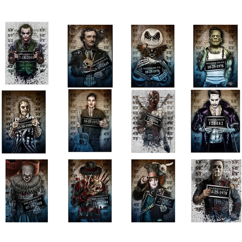 5D Diy diamond painting halloween, Quinn,chucky,freddy jail picture, Joker,Arte Horror movies cross stitch ► Photo 1/4