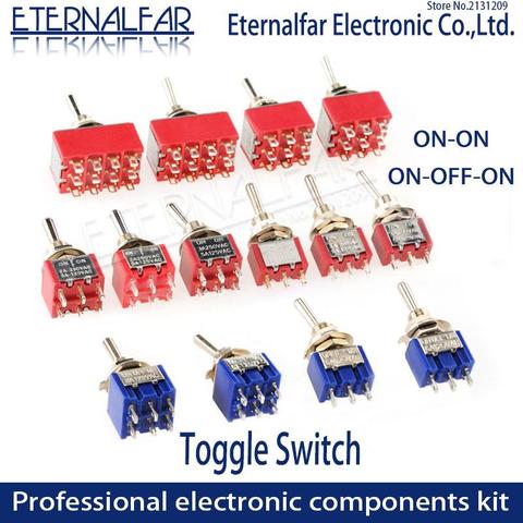 SPDT DPDT 6MM Reset Latching Toggle Switch MTS-102 5A 6A 125V 3A 250 AC Mini 3 6PIN ON-ON ON-OFF-ON Rocker Switch Lights Motors ► Photo 1/6