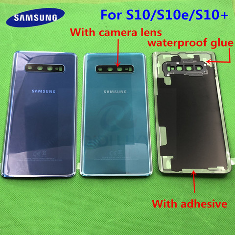 Back Glass Replacement For Samsung Galaxy S10 G973F S10+ G975F S10E G970 Battery Cover Rear Door Housing Case+waterproof sticke ► Photo 1/6