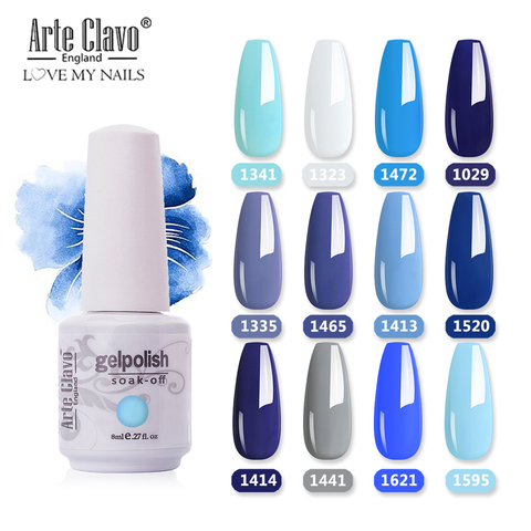 Arte Clavo 8ml Blue Color Gel Nail Polish UV LED Gel Varnish Hybrid Soak Off DIY Nail Art Design Manicure Set Summer Nail Makeup ► Photo 1/6