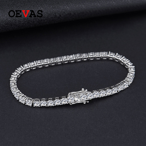 OEVAS 100% 925 Sterling Silver Created Moissanite Gemstone Bangle Charm Wedding Bracelet Fine Jewelry Wholesale Drop Shipping ► Photo 1/6