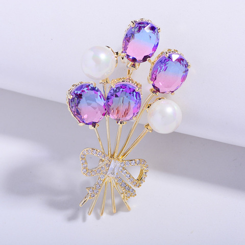Elegant Clear Crystal Brooches for Women Romantic Balloon Wedding Jewelry Bouquet Accessories Brooch Pin Gifts broches mujer ► Photo 1/6
