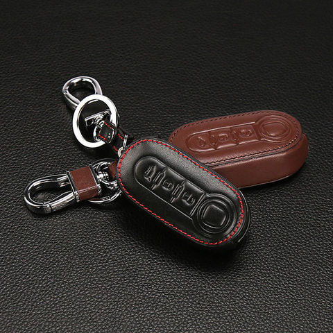 For Fiat 500 Panda Punto Bravo Leather Car Key Cover 3 Button Flip Folding Remote Key Shell Case Fob Auto accessories ► Photo 1/6