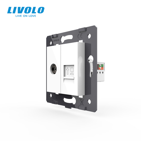 Manufacture Livolo, 2 Gangs Wall Computer and TV Socket / Outlet VL-C7-1VC-11, Without Plug adapter ► Photo 1/5