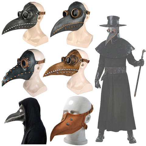 Medieval Steampunk Plague Doctor Bird Mask Latex Punk Cosplay Mask Beak Adult Halloween Event Cosplay Props Accessories ► Photo 1/6
