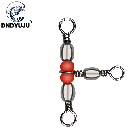DNDYUJU 50/30pcs Fishing Connector Three Way Barrel Swivel Snap Ring With Beads For Fishhook Lure Line Fishing Accessories ► Photo 1/6
