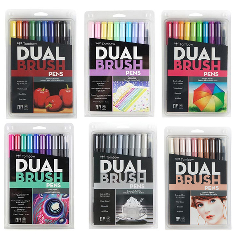 Tombow Dual Brush Pen Sets of 108, 20 & 10 - Brush & Fine Tip Markers