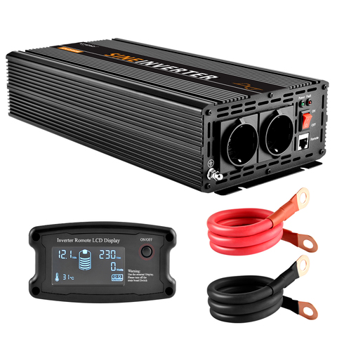 LCD Pure Sine Wave Power Inverter DC 12V 24V 48V to AC 220V with Remote Controller for Home/ Boat/Solar/Camping ► Photo 1/6