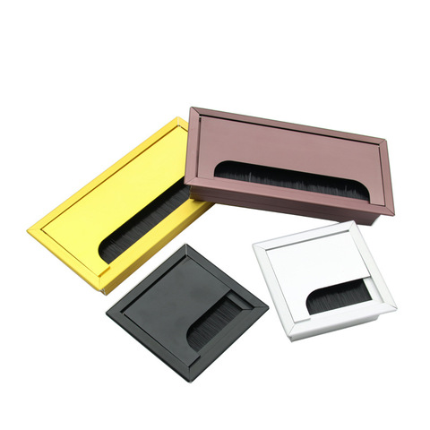 Square Rectangle Aluminum Office Table Desk PC Cabinet Wire Cable Hole Flap Brush Grommet Cover Gold Black Brown ► Photo 1/6