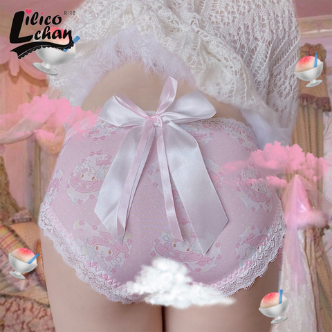 Lilicochan Japanese Lolita Girls' Panties Milk Silk Lace Trim Mid
