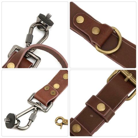 Camera Strap Leather Double Shoulder Strap DSLR Strap For Canon Black Camera Samsung Brown Sony Harness Fuji Pentax Nikon U6F9 ► Photo 1/6