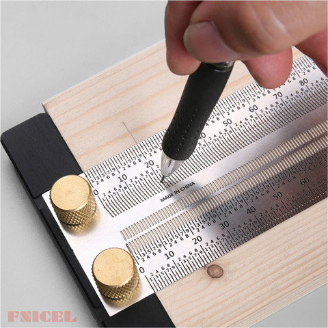 High-precision Scale Ruler T-type Hole Ruler Stainless Woodworking Scribing Mark Line Gauge Carpenter Measuring Tool ► Photo 1/6