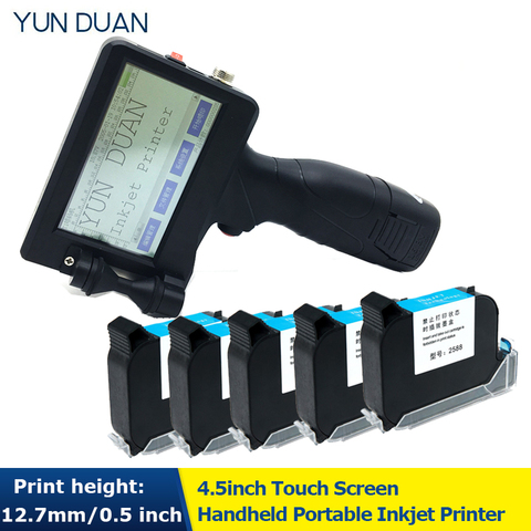 Handheld Touch Screen Inkjet Printer Laser coder Label Print Machine 600DPI 12.7mm USB QR Code QR Bar code Production Date logo ► Photo 1/6