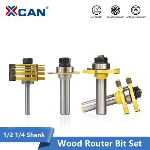 XCAN Tenon Cutter Set T-Slot Router Bit 2pcs Adjustable Blade Tungsten Carbide Cutter 1/2 1/4 Shank Woodworking Cutter ► Photo 1/6