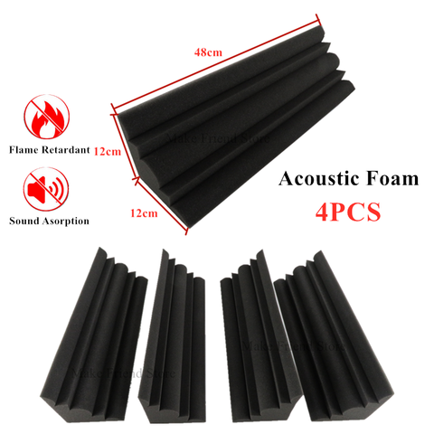 4Pcs 12 x 12 x 48 cm Acoustic Soundproof Foam Flame Retardant Bass Trap Sound Absorption Studio Corner Foam High Density ► Photo 1/6