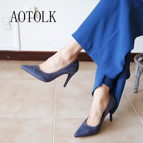 Women Pumps High Heels Shoes Pointed Toe Woman Wedding Shoes Spring Autumn Thin Heels Office Female Dress Shoes Plus Size DE ► Photo 1/6