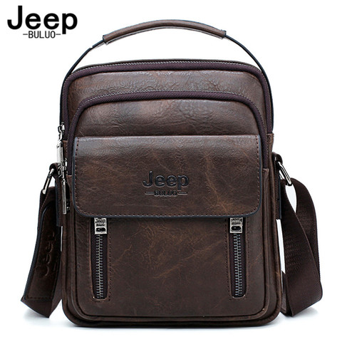 JEEP BULUO Big Brand Spilit Leather Shoulder Bag Men Messenger Bags Large Casual Double Zipper Design Male CrossBody Bag Fashion ► Photo 1/6