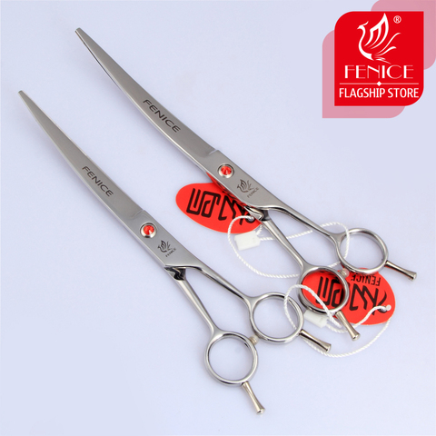 Fenice Stainless Steel 7/7.5/8 inch Curved Scissors Pet Dog Grooming Scissors Pets Hair Cuttings Shears ножницы tijeras tesoura ► Photo 1/5