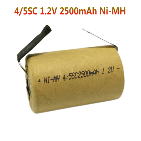 4/5SC 1.2V 2500mAh Ni-MH Rechargeable SC Battery Cell for DIY Power Tools Battery Electronic Toys NIMH Battery with welding tabs ► Photo 1/6