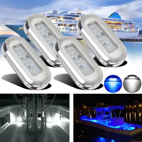 Dropships 4Pcs 3 LED 12V 24V Boat Stair Deck Side Marker Light Indicator For Marine Yacht RV Campers Trailer Taillights CSV ► Photo 1/4
