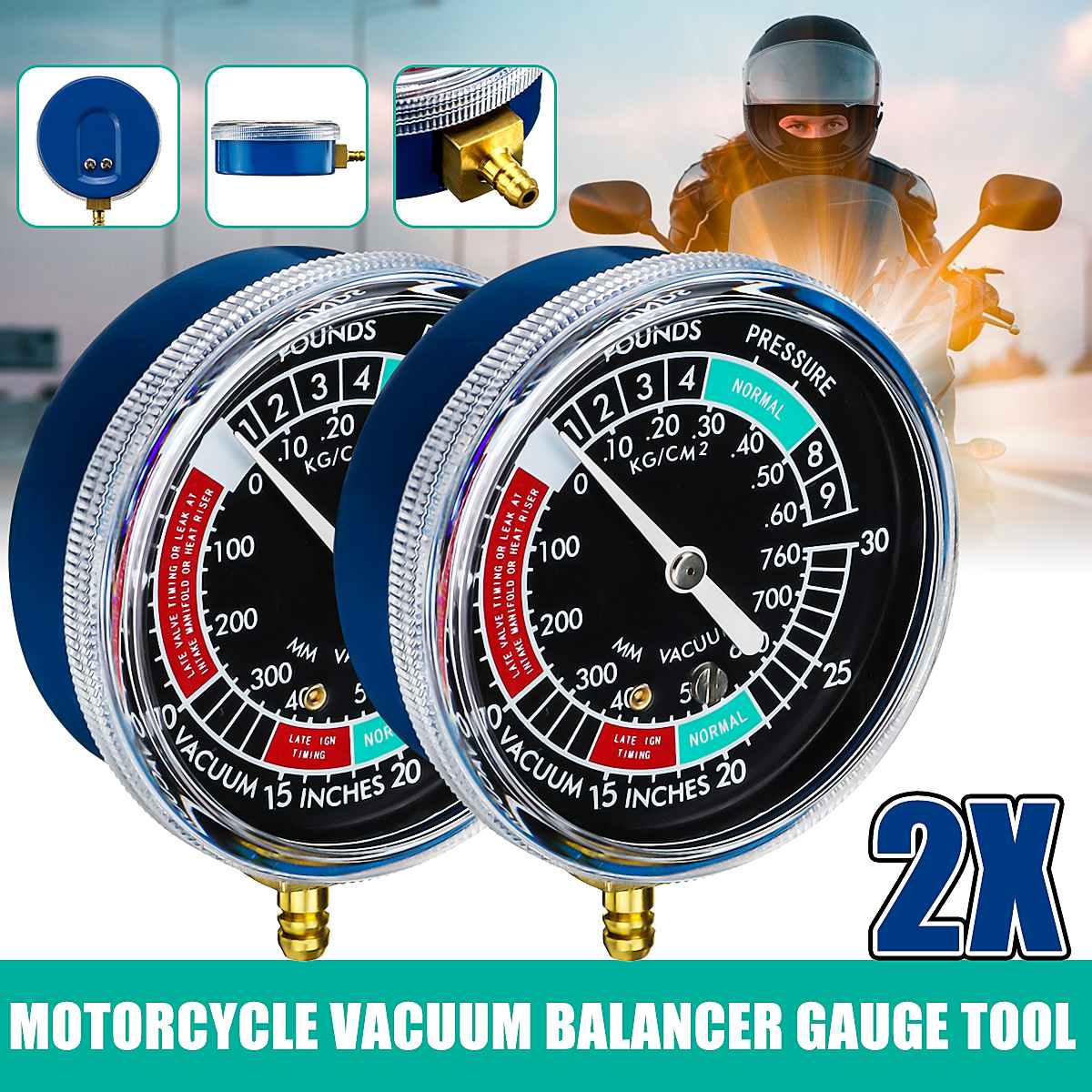 Portable Dual Scale Dial Gauge 1/4 NPT -30HG/0PS Vacuum Pressure