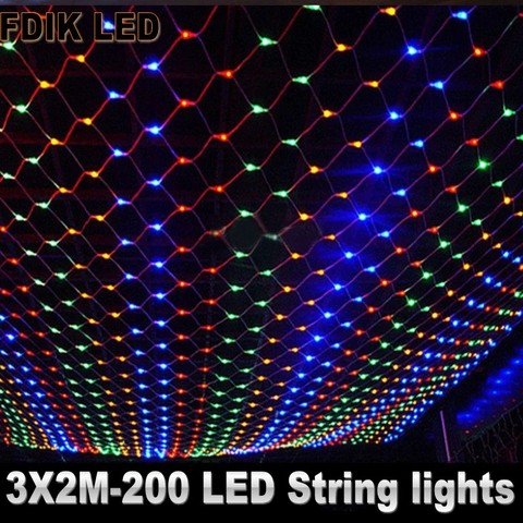 Net LED String Lights 8Modes 220V 1.5x1.5m 3X2M 2X2M Festival Christmas Decoration New Year Wedding Party Waterproof ► Photo 1/6