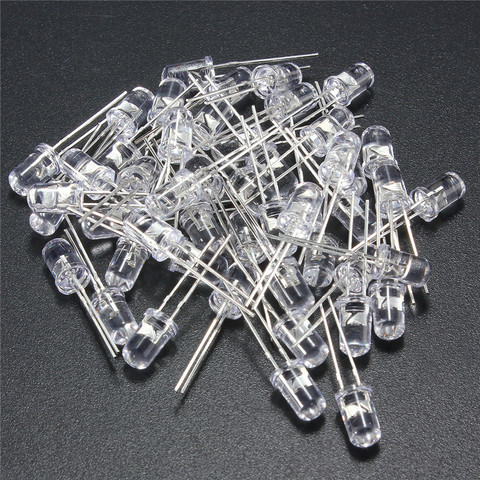 50Pcs/lot 5mm Light Diode DIY Kit White Yellow Red Blue Green Round Water Clear Top LED Light Emitting Diodes Lamp Bulbs ► Photo 1/6