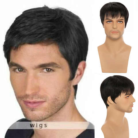 YOUR BEAUTY HAIR Men Wigs Natura Color Short Straight 5%Synthetic Hair Wig Black Natural Daily Wig for Young Boy free shipping ► Photo 1/6
