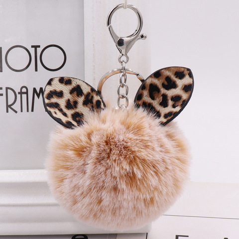 2022 Fur Pom Pom Keychain Fake Rabbit Hair Ball Keychain Porte Clef Pompom De Fourrure Fluffy Bag Charms Bunny Keychain Keyring ► Photo 1/6