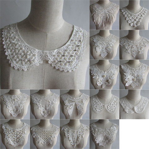 White ABS Pearl Embroidery Lace Neckline DIY Collar Slim clothes Sewing Applique Edge Neckline Handmade Fabric YL1-YL123 ► Photo 1/6