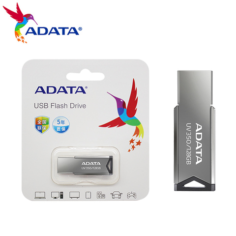 Original ADATA USB Flash Drive UV350 128GB 64GB 32GB Pen Drive USB 3.2 Pendrive Metal Flash Drive High Speed U Disk for Computer ► Photo 1/5