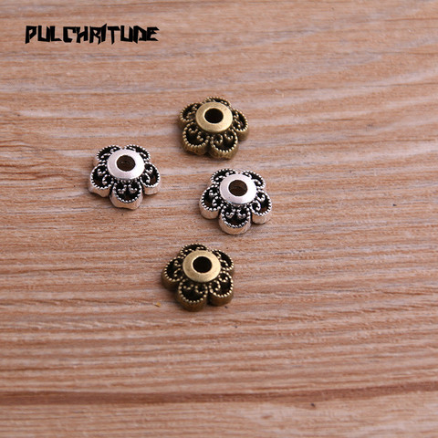  40pcs 4*10*10mm Two Color Retro Bead Caps Charm Hollow Flower  Pendants Jewelry Accessories DIY Receptacle Charms ► Photo 1/5