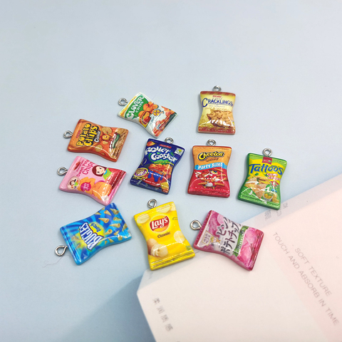 10pcs New Simulated Snacks Chips Pendant Charms Patch for Women Jewelry Findings Puffed Food Charm DIY Funny Earrings C297 ► Photo 1/6
