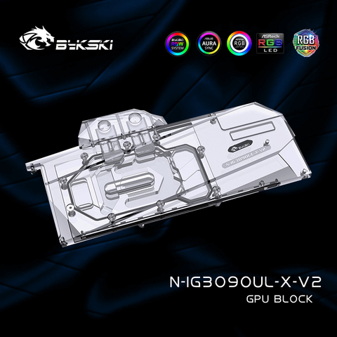 Bykski N-IG3090UL-X-V2 GPU Water Block For Colorful iGame RTX 3080 3090 Ultra OC 10G, Graphic Card Block,VGA Cooler 12V/5V ► Photo 1/5