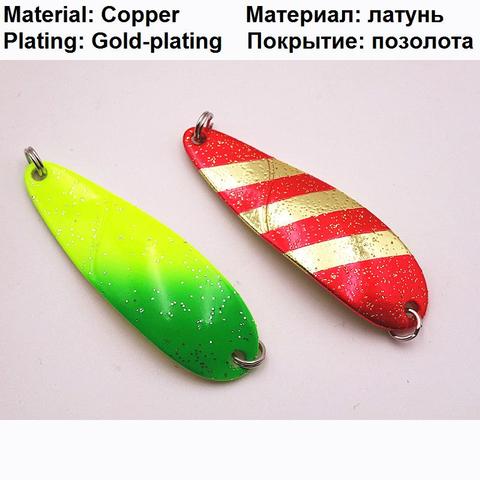 GOOD! 2 PCS Copper Lure AND Gold-plating lure fishing 11.5g 65mm FISHING LURE Copper Lure Fishing thickness 2mm FISHING BAIT ► Photo 1/5