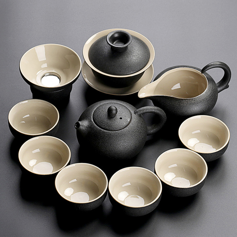 LUWU black crockery ceramic teapot tea cup chinese kung fu tea sets drinkware ► Photo 1/6