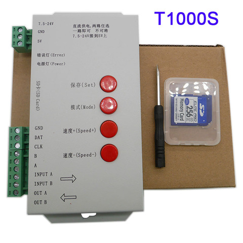 T1000S with SD Card WS2801 WS2811 WS2812B LP6803 LED 2048 Pixels Controller DC5~24V led RGB strip Controller ► Photo 1/6