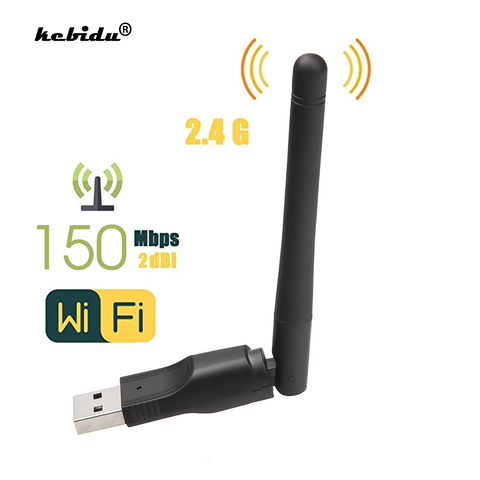 kebidu New WIFI USB Adapter MT7601 150Mbps USB 2.0 WiFi Wireless Network Card 802.11 b/g/n LAN Adapter with rotatable Antenna ► Photo 1/6