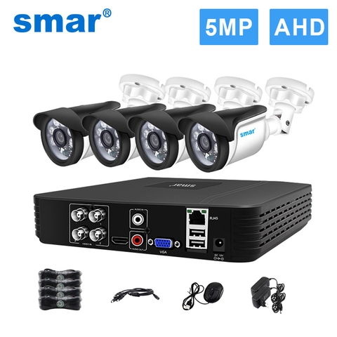 Smar 5MP Camera Video Surveillance System 4CH AHD DVR Kit 2/4PC 5.0MP HD Indoor Outdoor CCTV Camera P2P Home Security System Set ► Photo 1/6