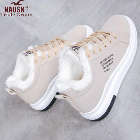 2022 Winter Women Shoes Warm Fur Plush Lady Casual Shoes Lace Up Fashion Sneakers Platform Snow Boots Big Size WSN324 ► Photo 1/5