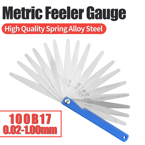100B17 Feeler Gauge Metric Thickness Gauge Set Blade Gap Filler Tappet Valve Thickness Measurement Layout Tool Gages Metering ► Photo 1/6