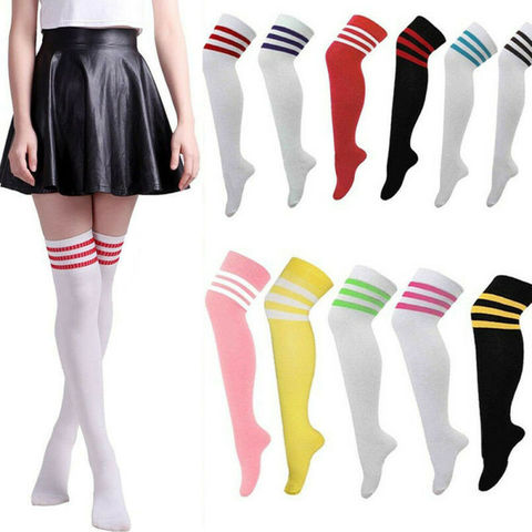 Fashion Striped Knee Socks Sexy Medias Women Cotton Thigh High Over The Knee Stockings Fashion Ladies Girls Warm Long Stockings ► Photo 1/5