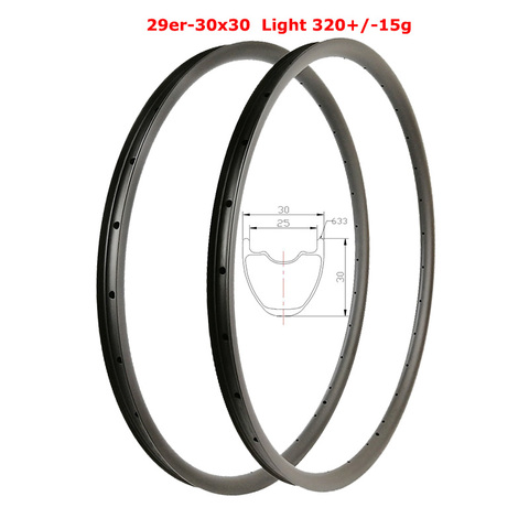 Stock Light 320g 29er MTB XC Carbon Rims 30mm height 30mm wide T800 UD Mate Gloss Crosscountry Mountain bike Wheels 650B ok ► Photo 1/6