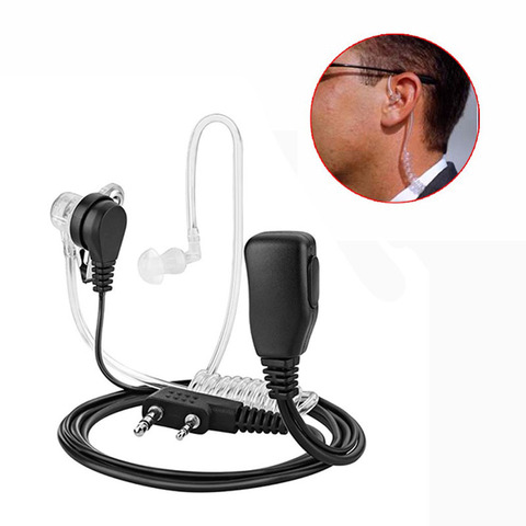 2Pin PTT Throat Mic Covert Acoustic Tube Earpiece Headset for Baofeng Kenwood