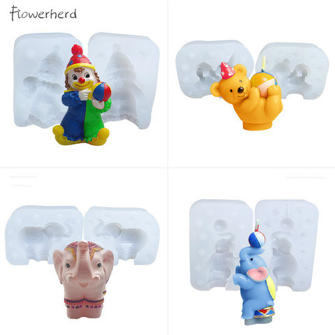 Circus Clown Bear Elephant Silicone Mold Handmade Soap Mold Creative Baking Utensils Cartoon Animal Mold Baking Tools for Cakes ► Photo 1/5